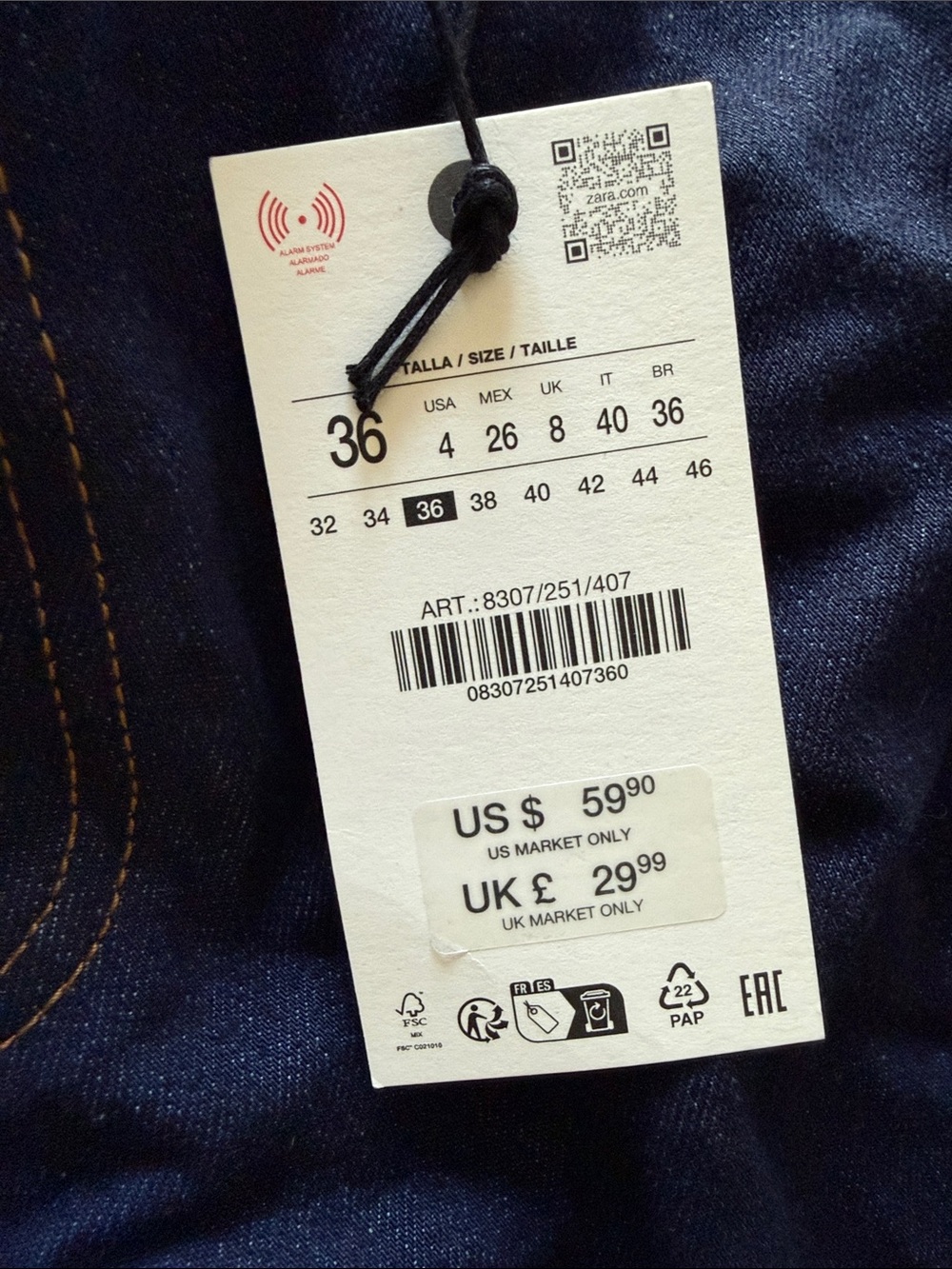 Wide Leg Dark Blue Jeans - Picture 2 of 2